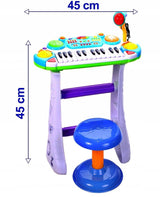 INSTRUMENT MUZICAL PIANINA ELECTRONICA MALPLAY CU SCAUN SI MICROFON 45 CM INALTIME ALBASTRU