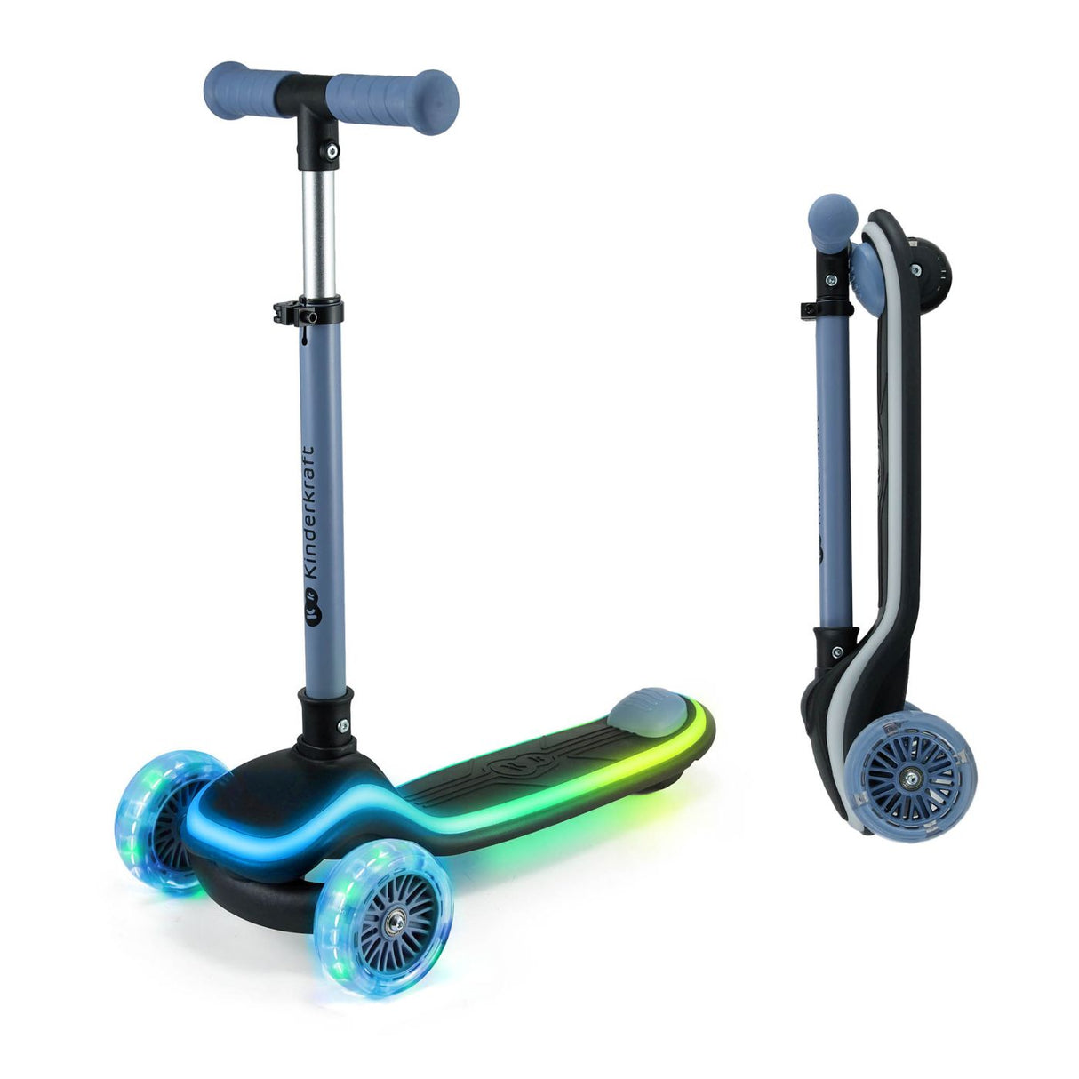 TROTINETA CU LUMINI KINDERKRAFT RAKET, BLUE