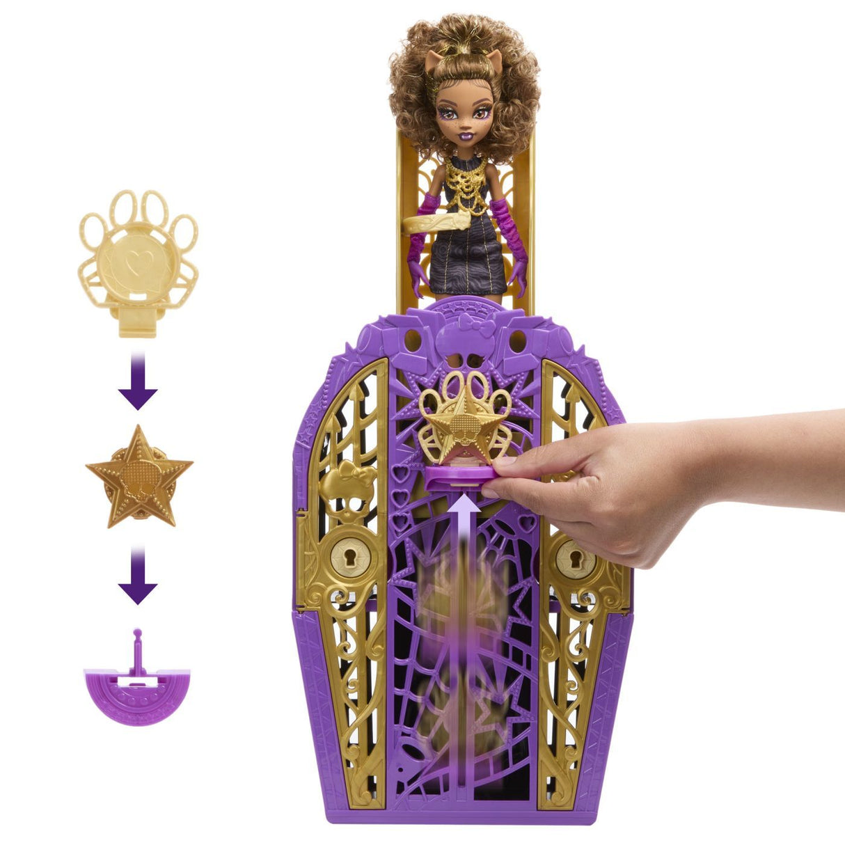 MONSTER HIGH PAPUSA CLAWDEEN WOLF CU DULAP REVELATOR SI ACCESORII