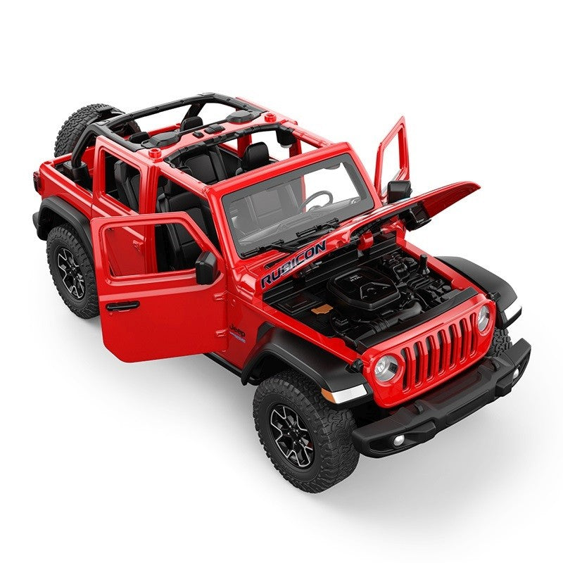 MASINUTA METALICA JEEP WRANGLER RUBICON 4XE ROSU CU SCARA 1 LA 32