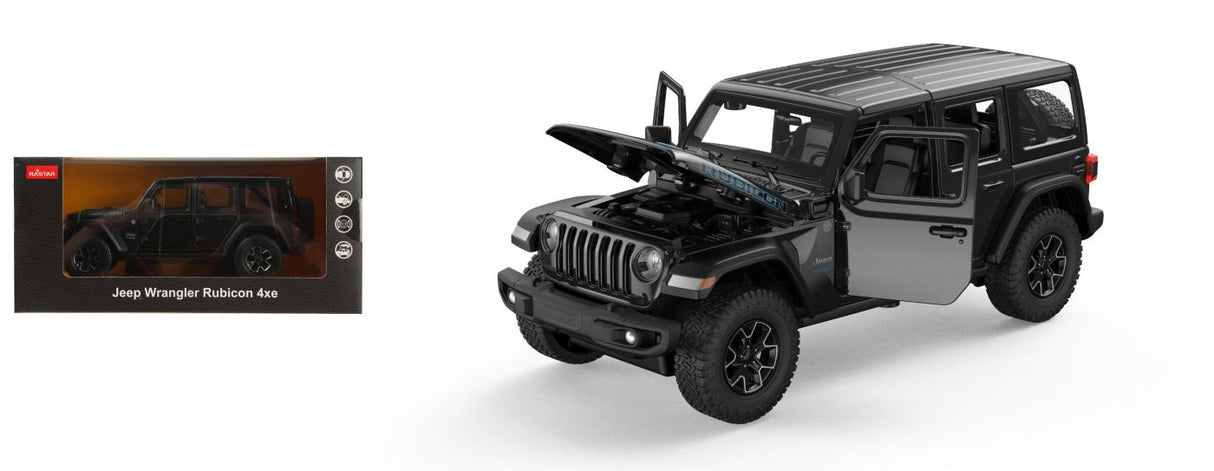 MASINUTA METALICA JEEP WRANGLER RUBICON 4XE NEGRU SCARA 1 LA 24