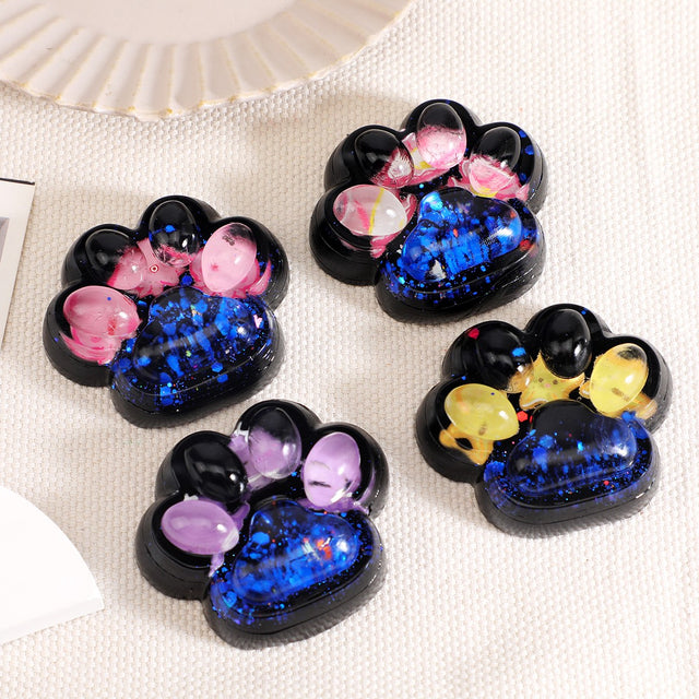 Jucarie Antistres Squishy, Vivimall, cu Revenire Lenta, Squeeze Pinch Family, Model Cat Paw, 6.5 x 6 cm, din Tpr, 4-6 Ani, Model 5 Meduze, Negru cu Insertii - vivimall.ro