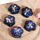 Jucarie Antistres Squishy, Vivimall, cu Revenire Lenta, Squeeze Pinch Family, Model Cat Paw, 6.5 x 6 cm, din Tpr, 4-6 Ani, Model 6 Galaxie, Negru cu Insertii - vivimall.ro