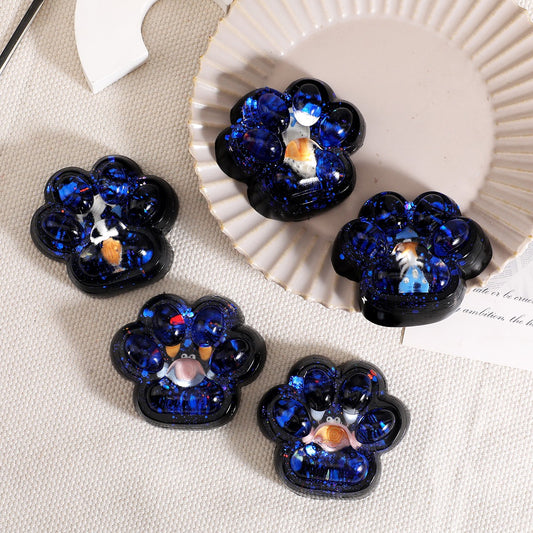 Jucarie Antistres Squishy, Vivimall, cu Revenire Lenta, Squeeze Pinch Family, Model Cat Paw, 6.5 x 6 cm, din Tpr, 4-6 Ani, Model 3 Vietati Marine, Negru cu Insertii