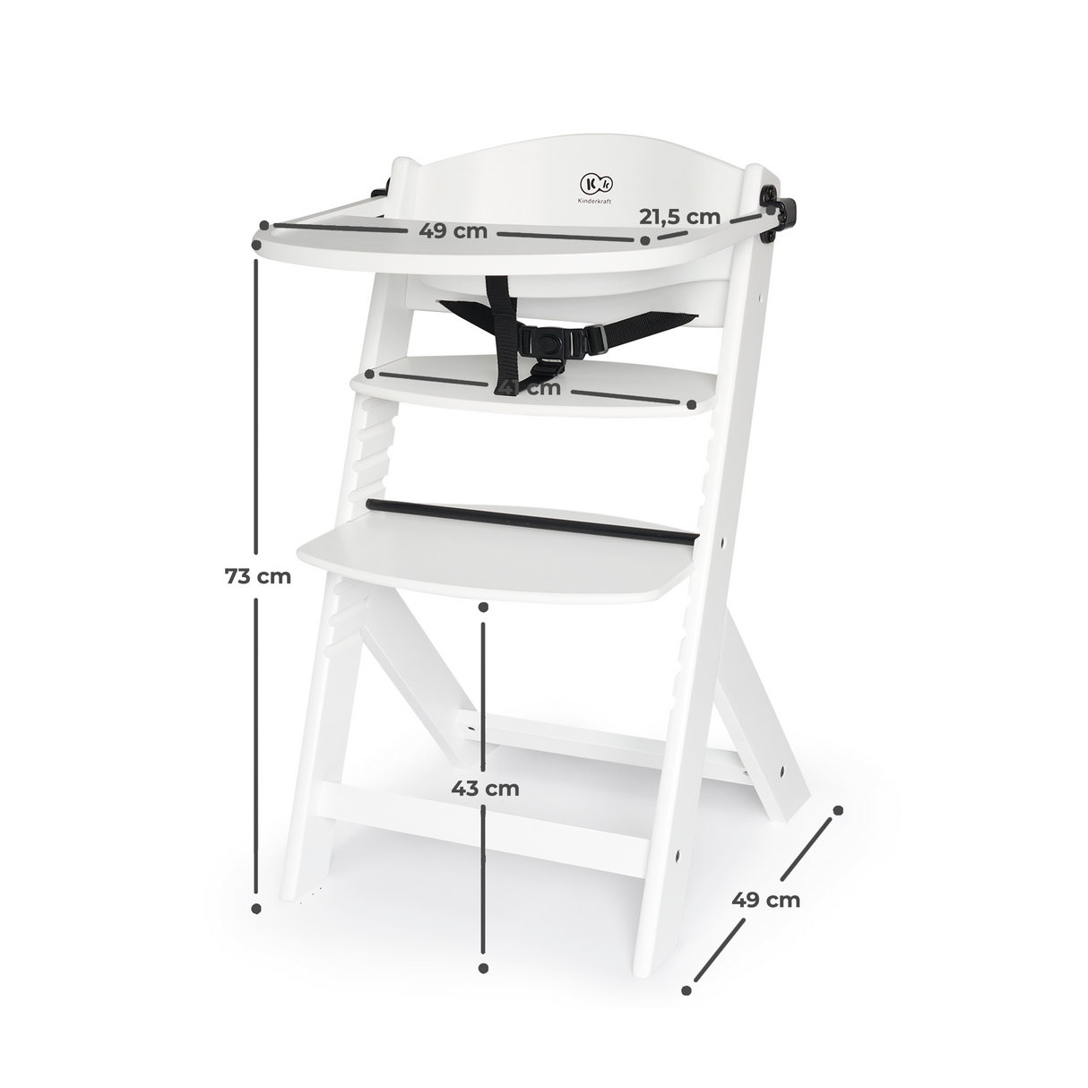 SCAUN DE MASA KINDERKRAFT ENOCK, 3 IN 1, FULL WHITE