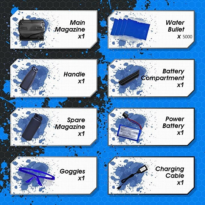 Mitraliera De Jucarie Electrica Cu Bile De Hidrogen De Gel, Gun Bluster, Tragere In Rafala, Varsta Peste 6 Ani, Ochelari De Protectie, 5000 De Bile Incluse, Cablu De Incarcare, Mp9, Crem - vivimall.ro