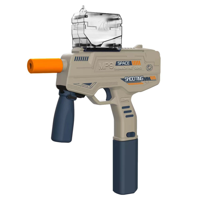 Mitraliera De Jucarie Electrica Cu Bile De Hidrogen De Gel, Gun Bluster, Tragere In Rafala, Varsta Peste 6 Ani, Ochelari De Protectie, 5000 De Bile Incluse, Cablu De Incarcare, Mp9, Crem - vivimall.ro