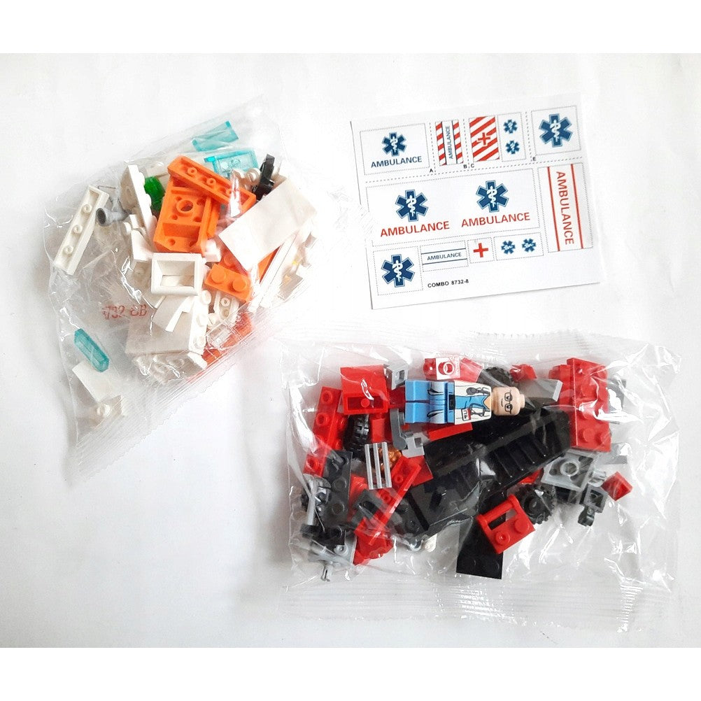 Set de Constructie Masina de Ambulanta 6in1, Vivimall, 24x17cm, Multiple Variante de Asamblare, 122 de Piese, Multicolor - vivimall.ro