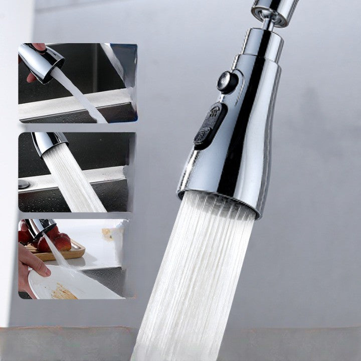 Extensie Robinet Bucătărie, Universal, 3 Moduri De Curgere Apă, Oțel Inoxidabil, Rotire 360 De Grade, Cap Pivotant, Adaptor Baterie Bucătărie, 9,7x5,1 cm, Gri