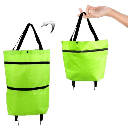 Geanta Pliabila, 2 In 1, Carucior Cu Roti, Pentru Cumparaturi, 19 L, Plastic, 39 X 46 X 12 Cm - vivimall.ro
