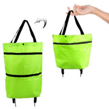 Geanta Pliabila, 2 In 1, Carucior Cu Roti, Pentru Cumparaturi, 19 L, Plastic, 39 X 46 X 12 Cm - vivimall.ro