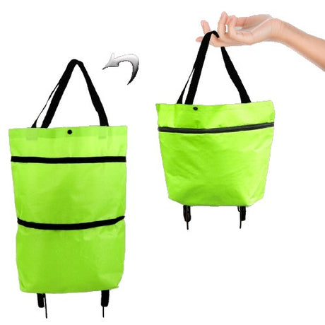 Geanta Pliabila, 2 In 1, Carucior Cu Roti, Pentru Cumparaturi, 19 L, Plastic, 39 X 46 X 12 Cm - vivimall.ro