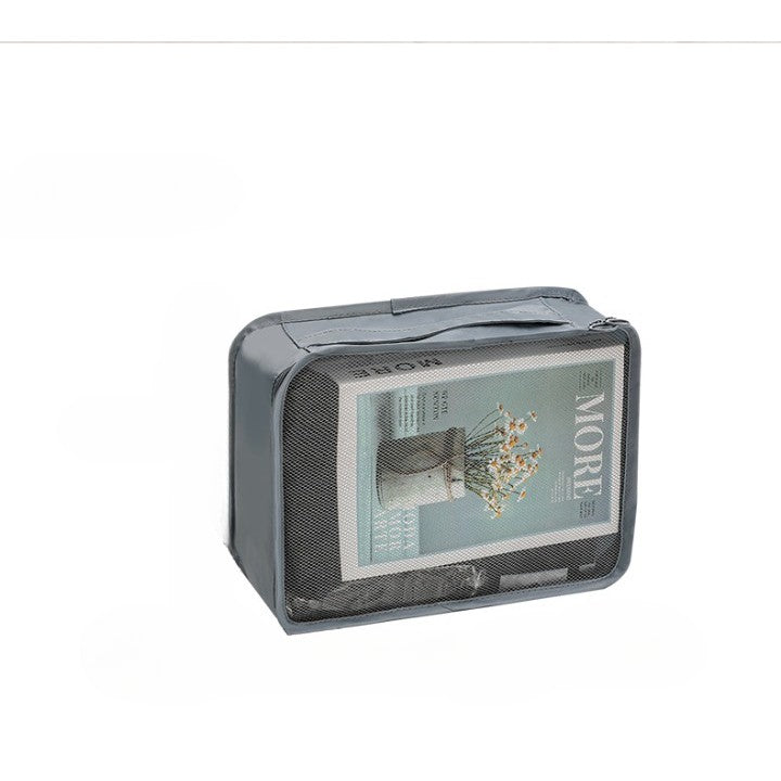 Set 7 Genti De Calatorie, Pentru Depozitare, Compresibile, 7 Dimensiuni, Impermeabile, Design Cu Plasa, Pliabile, Manere Robuste, Fermoar Dublu