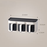 Cutie de Depozitare a Condimentelor, Vivimall, de Uz Casnic, Montare pe Perete, 3 Compartimente, 25.8 x 13.6 x 10.5cm, Alb-Negru - vivimall.ro