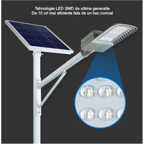 Lampa Solara 100 Led-Uri Lumina Alb Rece | SolarisHome