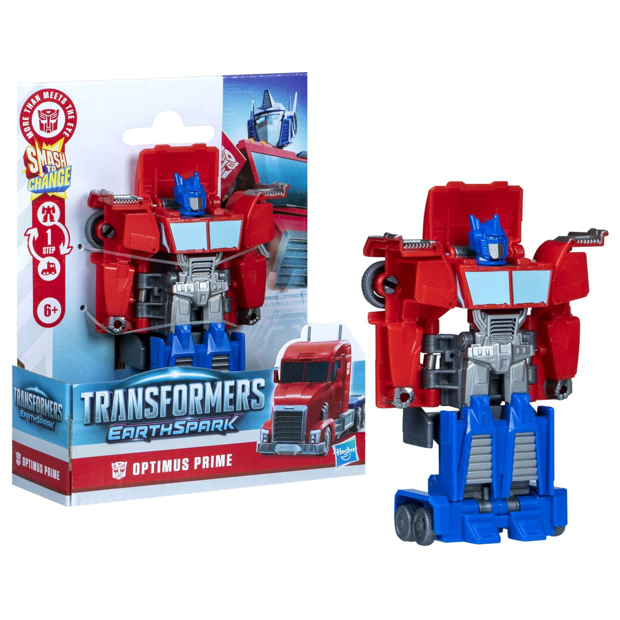 TRANSFORMERS EARTHSPARK FIGURINA OPTIMUS PRIME 1 STEP SMASH TO CHANGE
