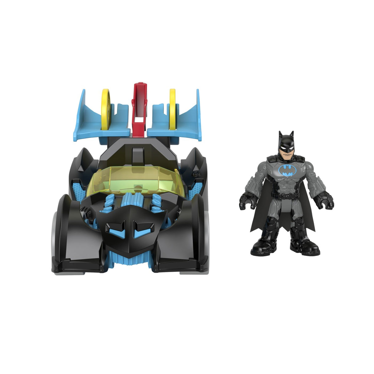 FISHER PRICE IMAGINEXT DC SUPER FRIENDS VEHICUL CU FIGURINA BATMAN CU COSTUM GRI