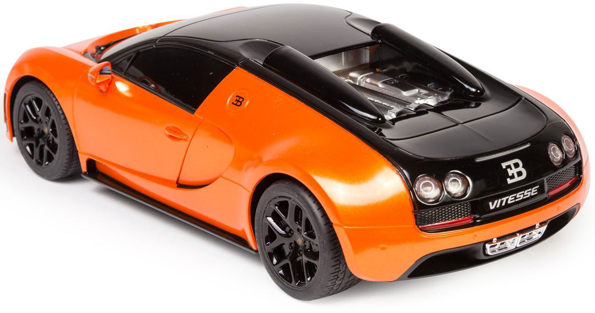 MASINA CU TELECOMANDA BUGATTI GRAND SPORT VITESSE PORTOCALIE CU SCARA 1 LA 18