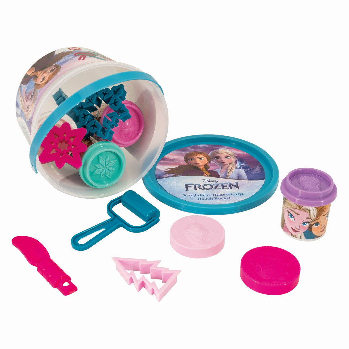 GALETUSA CU 4 BORCANASE DE PLASTILINA SI ACCESORII FROZEN