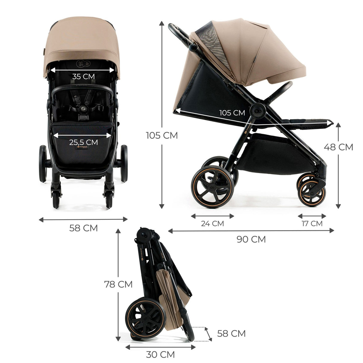 CARUCIOR SPORT, ULTRA COMPACT, KINDERKRAFT MITZY, 0-22 KG, LINEN BEIGE