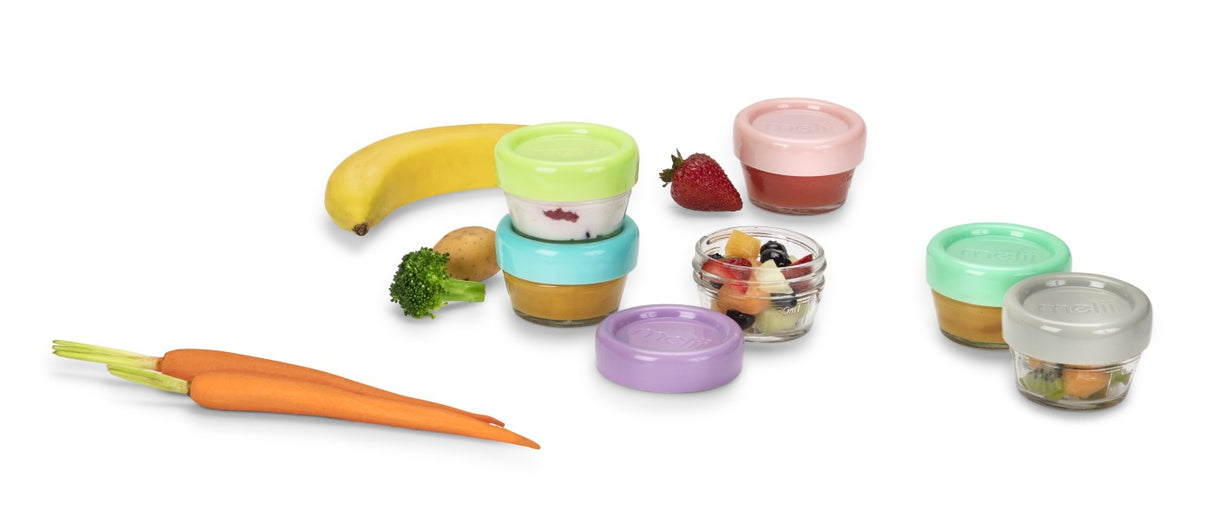 SET 6 RECIPIENTE STICLA PENTRU HRANA BEBE, MELII, 59 ML