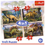 PUZZLE TREFL 4IN1 DINOZAURII INTERESANTI