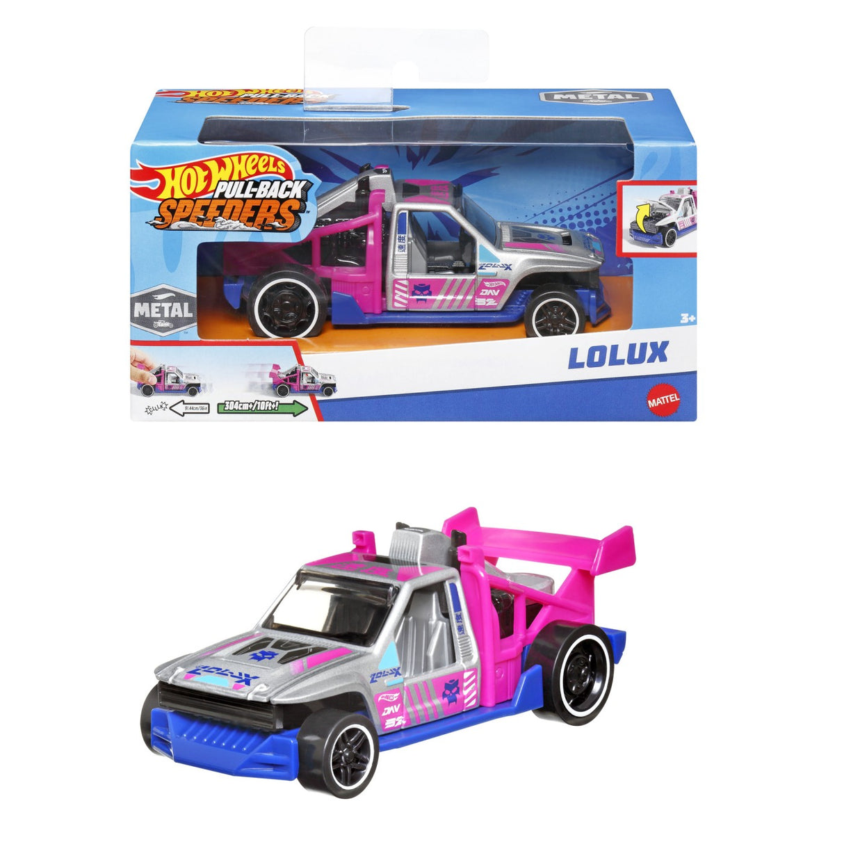 HOT WHEELS MASINUTA METALICA CU SISTEM PULL BACK LOLUX SCARA 1:43