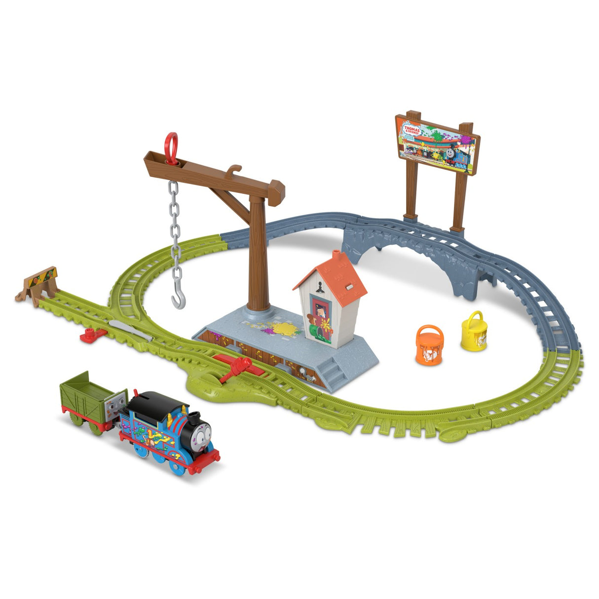 THOMAS SET DE JOACA CU LOCOMOTIVA MOTORIZATA THOMAS LIVREAZA VOPSEAUA
