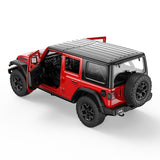 MASINUTA METALICA JEEP WRANGLER RUBICON 4XE ROSU CU SCARA 1 LA 32
