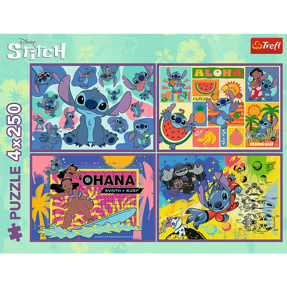 PUZZLE TREFL 4X250 DISNEY UIMITORUL STITCH