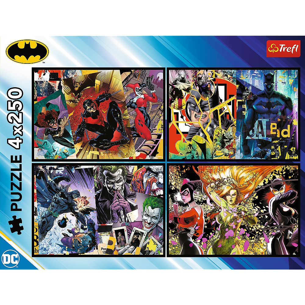 PUZZLE TREFL 4X250 BATMAN DC BATMAN IN ACTIUNE