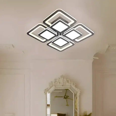 Lustra Led Cu Telecomanda Susan, 4 Patrate, Lumina Rece/Calda/Neutra, Dimabila - vivimall.ro