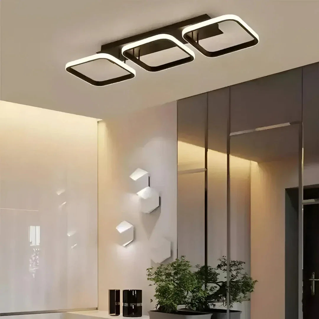 Lustra Led Vertex, 3 Patrate, Liniara, Lumina Rece/Calda/Neutra - vivimall.ro