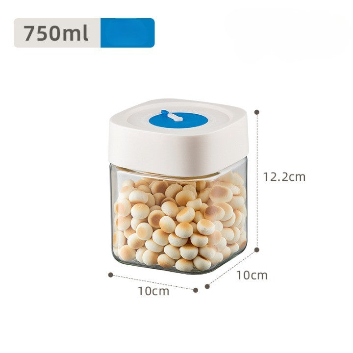 Borcan Din Sticla De Inalta Calitate, Capac Ermetic, Uz Casnic, Depozitarea Condimentelor Sau A Alimentelor Umede Si Uscate, 750 Ml, 10X10X12.2 Cm, Alb - vivimall.ro
