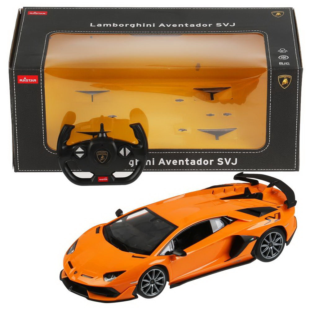 MASINA CU TELECOMANDA AVENTADOR SVJ PORTOCALIU SCARA 1 LA 14