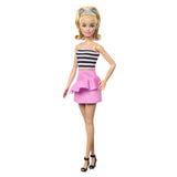 BARBIE PAPUSA BARBIE FASHIONISTA BLONDA CU PARUL PRINS IN COADA SI FUSTA ROZ
