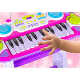 INSTRUMENT MUZICAL PIANINA ELECTRONICA MALPLAY CU SCAUN SI MICROFON 45 CM INALTIME ROZ