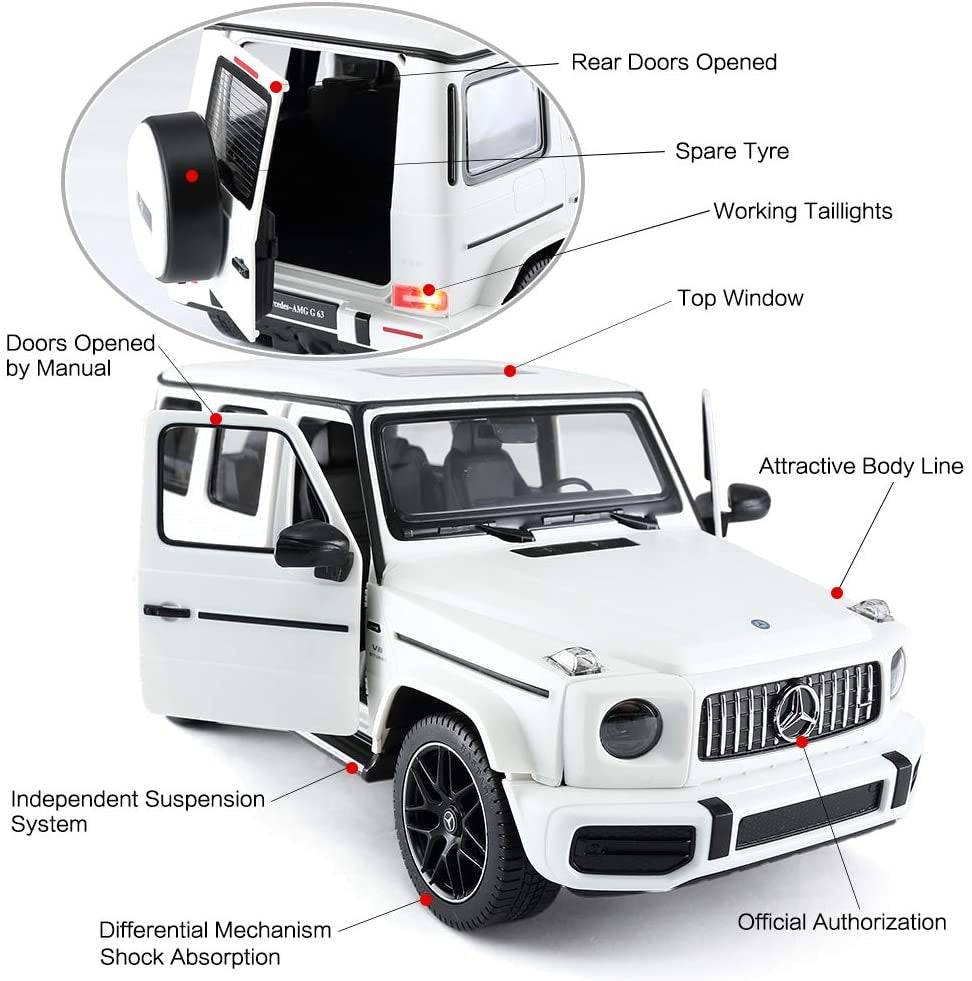 MASINA CU TELECOMANDA MERCEDES-BENZ G63 ALB SCARA 1 LA 14