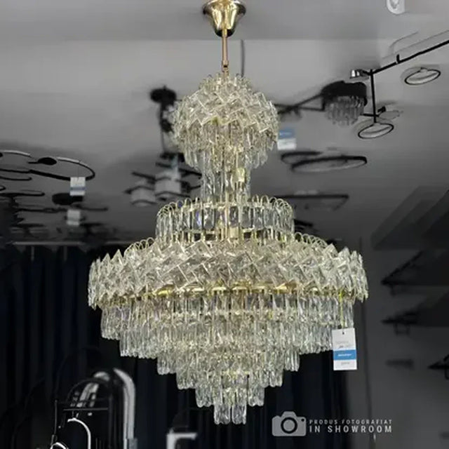 Candelabru Junnut 21*E27, Cristal Si Metal - vivimall.ro