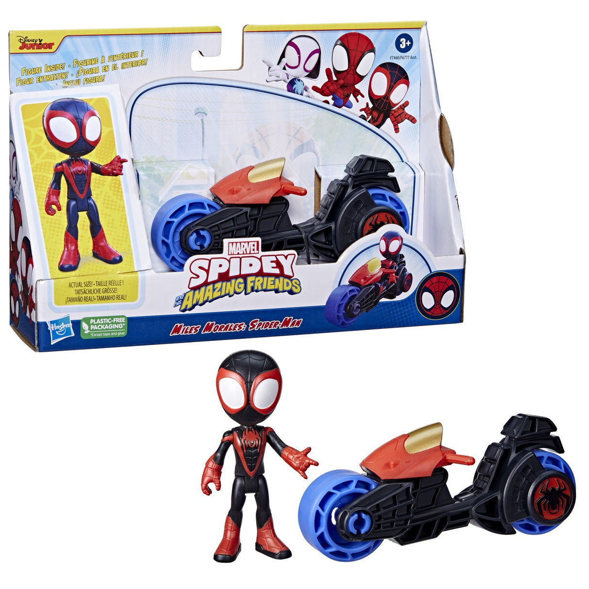 SPIDEY PRIETENII EXTRAORDINARI SET MOTOCICLETA SI FIGURINA MILES MORALES SPIDER MAN 10CM