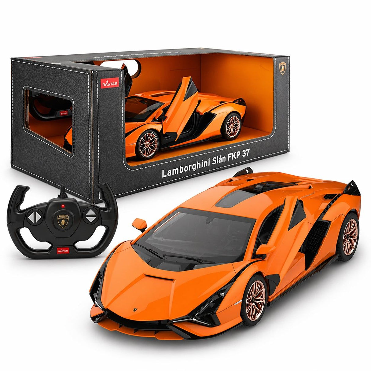 MASINA CU TELECOMANDA LAMBORGHINI SIAN PORTOCALIU CU SCARA 1 LA 14
