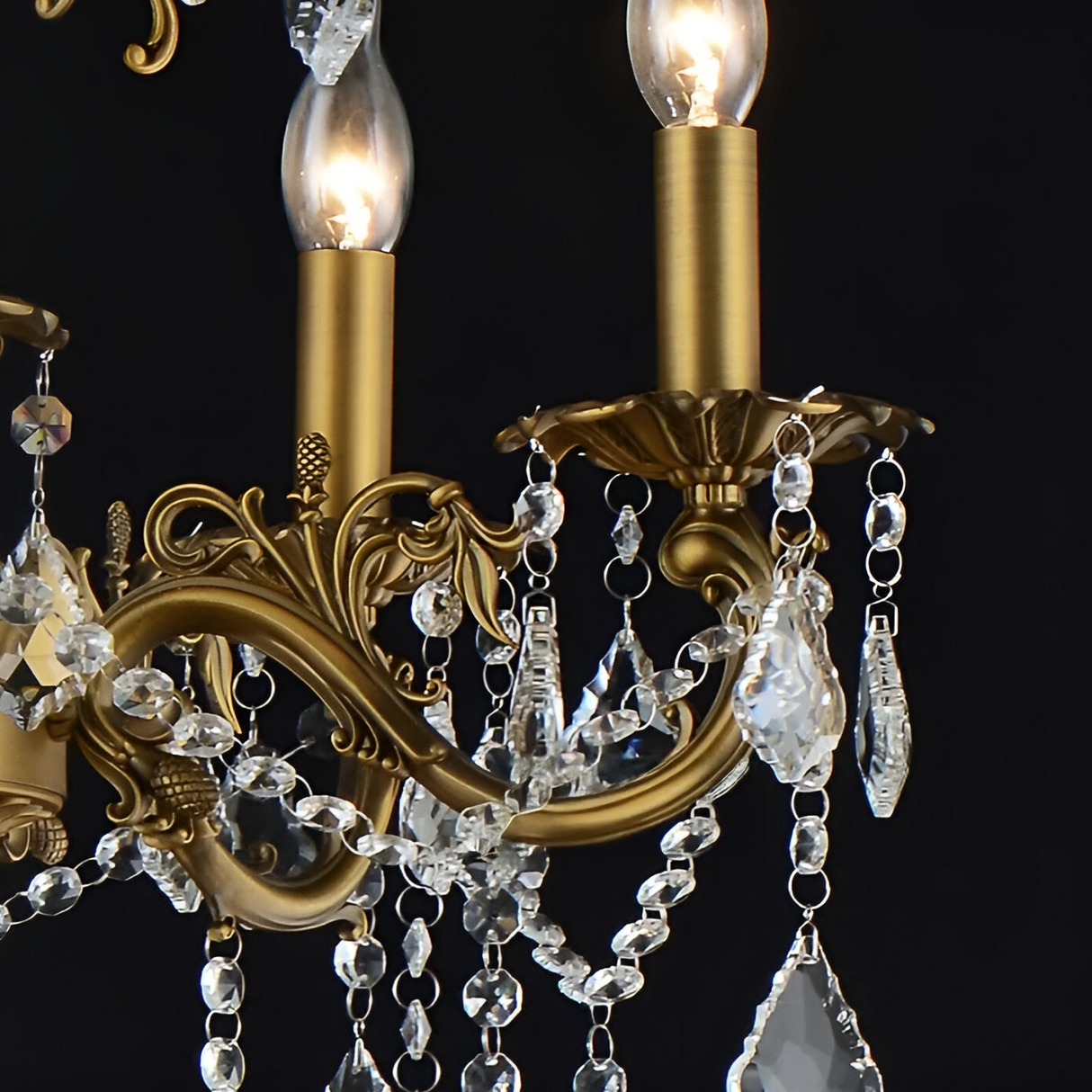 Candelabru Sanssouci Royal 12Xe14 Metal Si Cristal Inaltime Reglabila Alama Antichizata - vivimall.ro