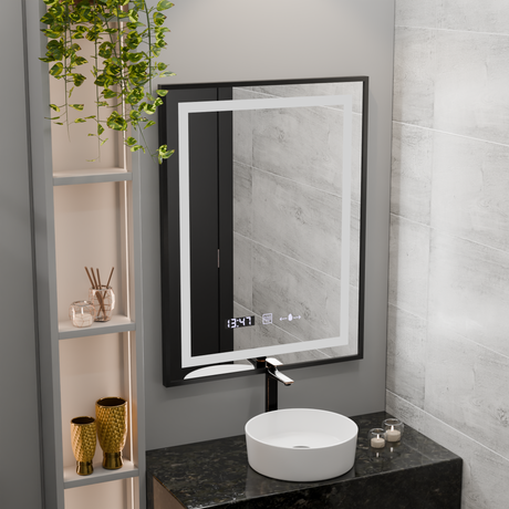 Oglinda Led Rectangulara, Verite Majeste Noir Motion Glow Marcello, Sistem Dezaburire, Ceas & Termometru - vivimall.ro
