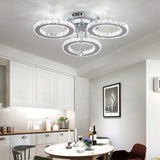 Lustra Led Cu Telecomanda Si Cristal Alanubis, 3 Cercuri, Lumina Rece/Calda/Neutra, Dimabila - vivimall.ro