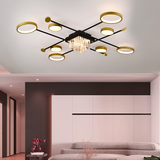 Lustra Led Cu Telecomanda Si Cristal Guida, 8 Elemente, Lumina Rece/Calda/Neutra, Dimabila - vivimall.ro
