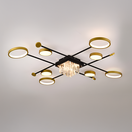 Lustra Led Cu Telecomanda Si Cristal Guida, 8 Elemente, Lumina Rece/Calda/Neutra, Dimabila - vivimall.ro