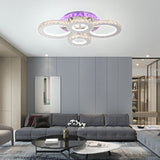 Lustra Led Cu Telecomanda Si Cristal Nova Rotonda Rgb, 4 Cercuri, Lumina Rece/Calda/Neutra - vivimall.ro