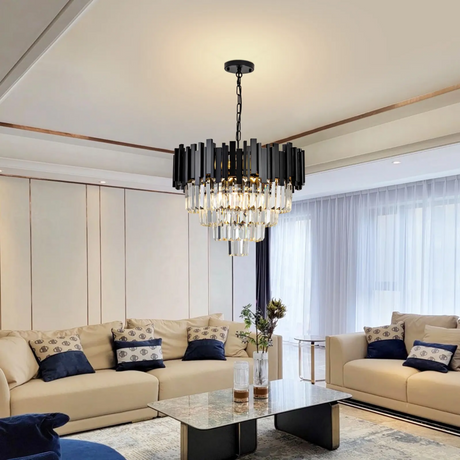 Candelabru Cristal Blois 10X E27 Negru - vivimall.ro