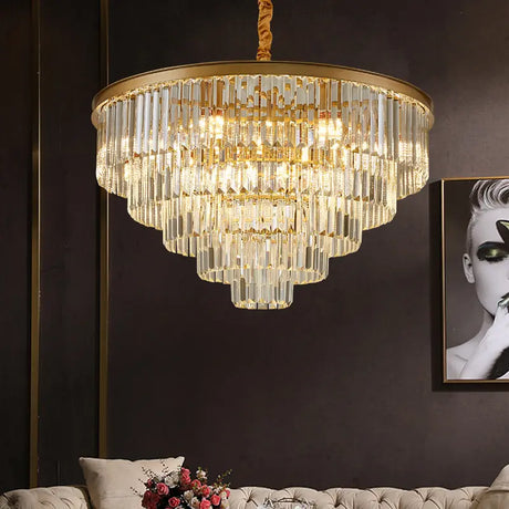 Candelabru Cristal Chambord Nobile 5Xe14, Diametru 38Cm, Mat - vivimall.ro