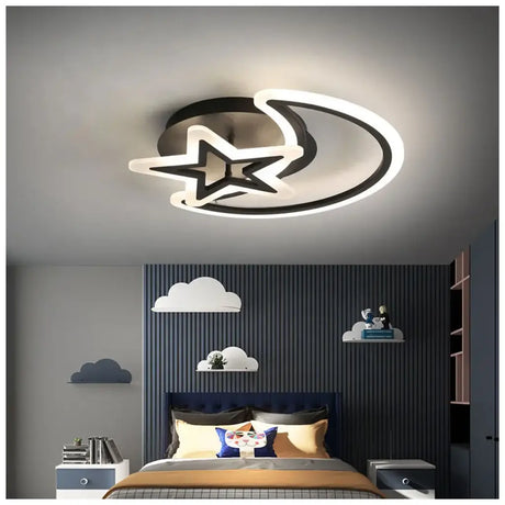 Lustra Led Cu Telecomanda Luna Si Stea, 2 Elemente, Lumina Rece/Calda/Neutra, Dimabila - vivimall.ro